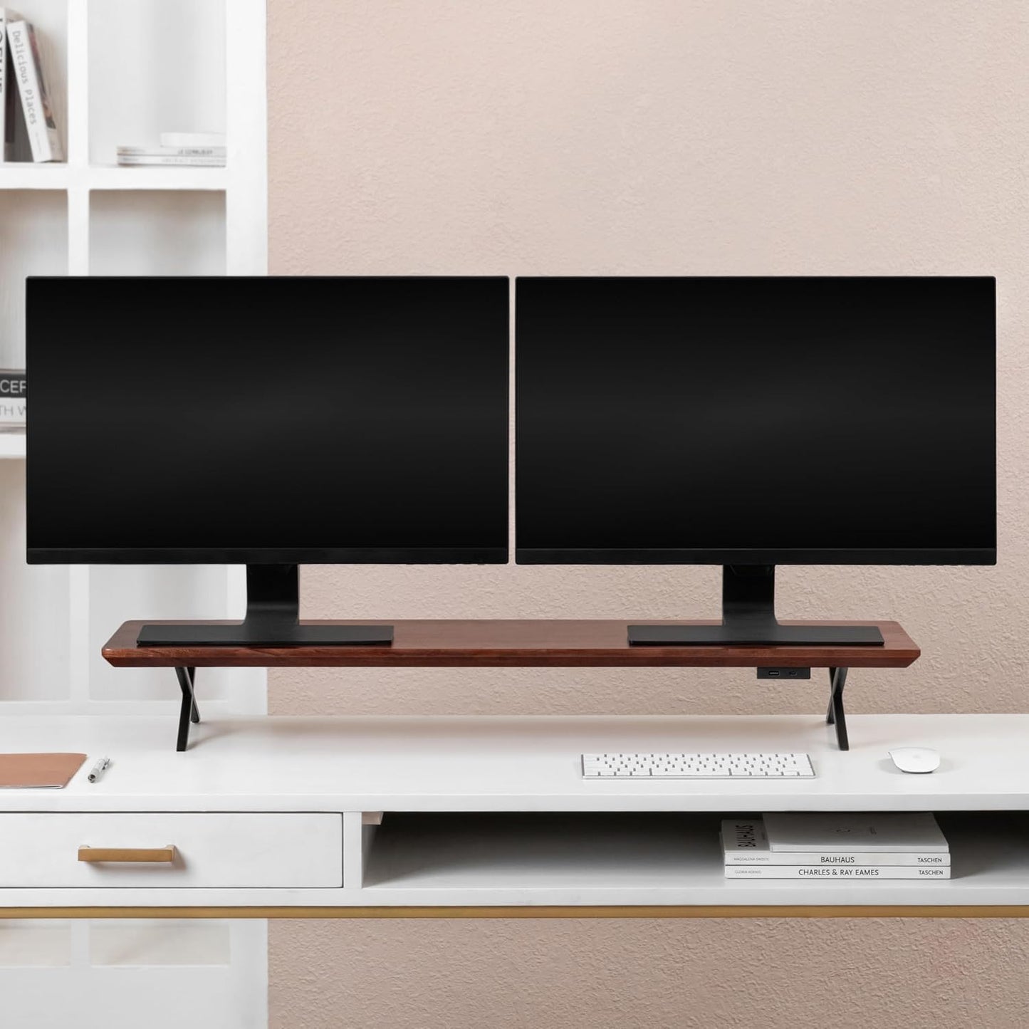 Anji Mountain Monitor Stand - Desktop Organizer & Laptop Riser, Ergonomic Monitor Riser, Space-Saving Monitor Stand for Desk, Durable Construction, Easy Assembly, Ideal for Home & Office,Black