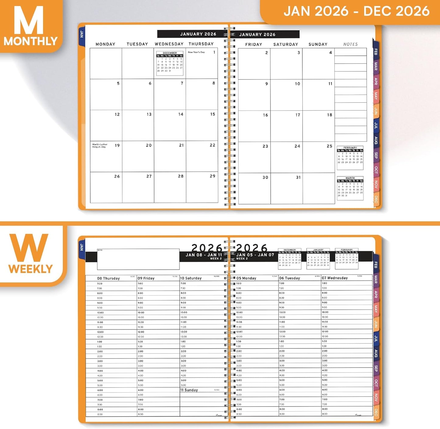 Ensight 2026 Appointment Book and Planner 6.5" x 8.5" Large Hourly Weekly Daily Schedule Book with Tabs, 30 Minute Time Slots, Yellow Calendar Organizer Jan 2026–Dec 2026 Appointment Planner - Yellow
