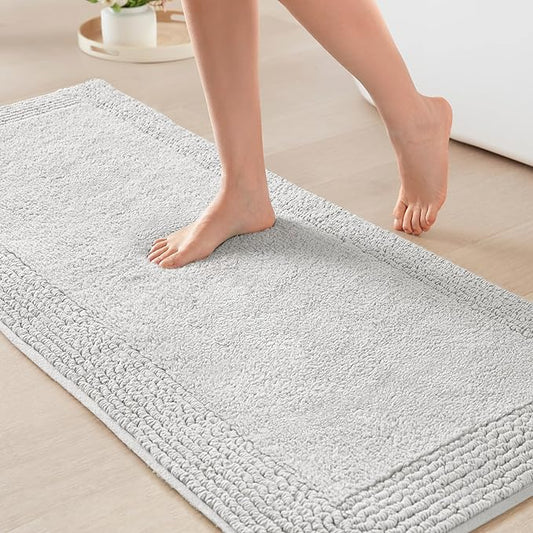 Madison Park Splendor Reversible 100% Cotton Tufted Bathroom Rug-3000 GSM Hotel Quality Luxurious Plush Medium Pile Bath Mat Absorbent, Quick Dry, Shower Room Décor, 24x60 Grey