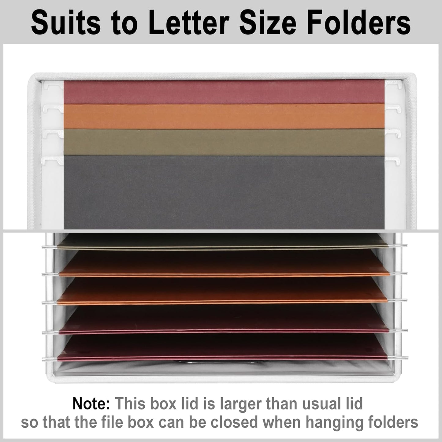 File Organizer Box, Decorative Storage Filling Box with Lid for Letter Legal Size Hanging Folders Collapsible Linen File Folder Box Office Document Storage Filing Bin, White 2 Pack