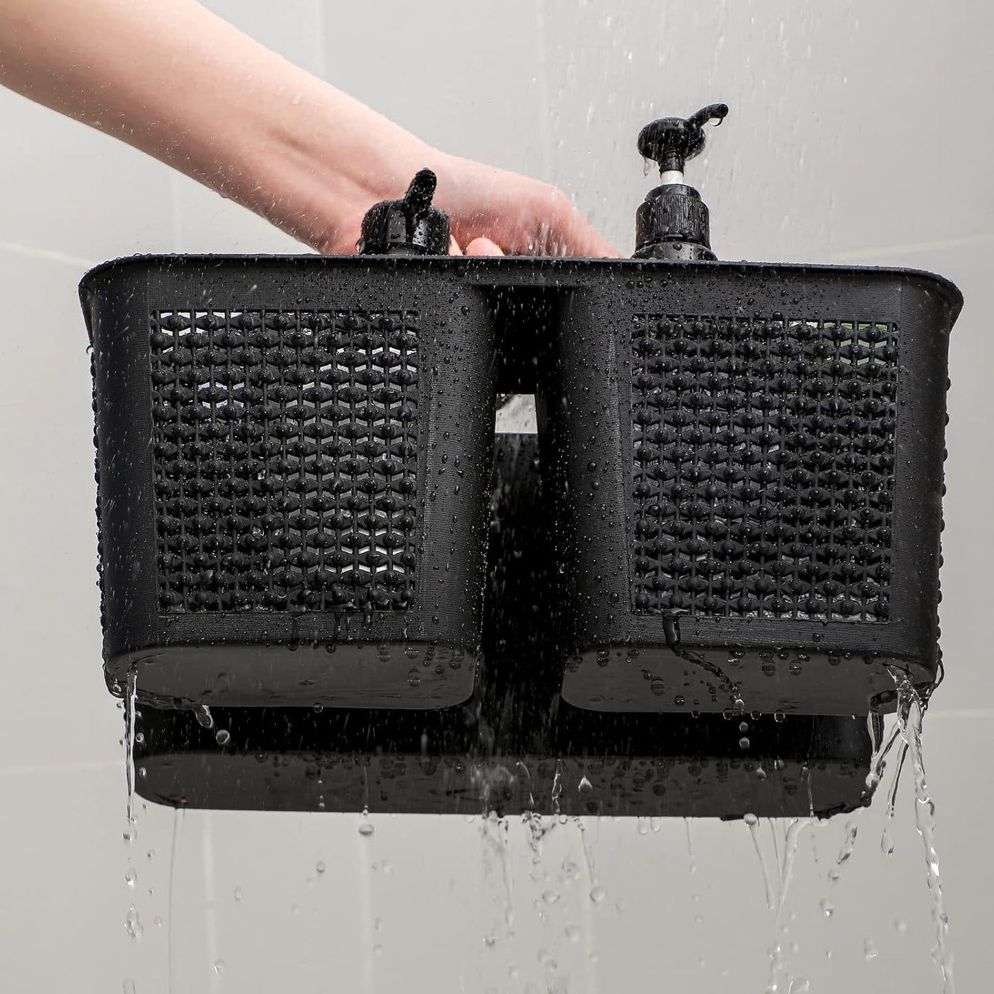 UUJOLY Plastic Portable Shower Caddy Basket Bucket, Cleaning Shower Basket with Handle Compartments Storage Basket Organizer for Bathroom Kitchen College Dorm Sink, Black