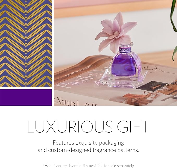 AGRARIA AirEssence & PetiteEssence Flower and Reed Diffuser Set, Luxury Home Fragrance Set, Scented Oil Reed Diffuser Gift for All Occasions
