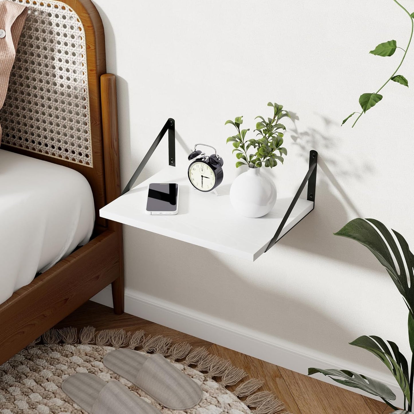 Axeman Deep Floating Shelves Set of 2, 16W x 12D, Modern Style, Wall Mounted, White, Heavy Duty, 40 lbs Weight Capacity