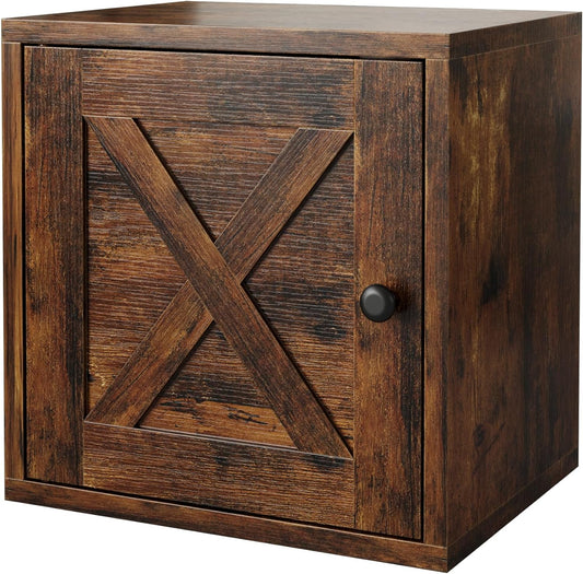 FUSUNBAO Magic DIY Cube Storage Organizer Stackable Cubes for Home Books Clothes Toy-Modular Cubby Storage System-Office Cubical-Bookcase Closet (Antique Brown, Door Cube)