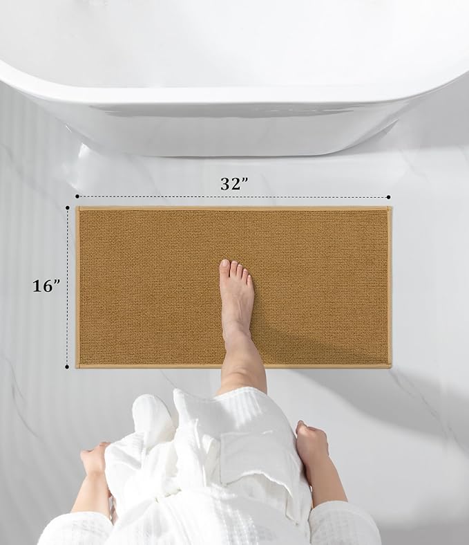 YIHOUSE Bathroom Rugs Mat 16x32, Non Slip Quick Dry Bath Mats for Bathroom Absorbent Ultra Thin Bath Rugs Machine Washable Fit Under Door for Sink, Cabinet, Laundry (Yellow, 16"x32")