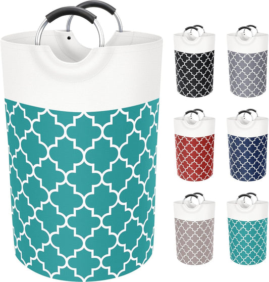 Large Laundry Basket Laundry Hamper Bag Washing Bin Clothes Bag Collapsible Tall With Handles Waterproof Travel Bathroom College Essentials Storage For College Dorm, Family (Green)75L