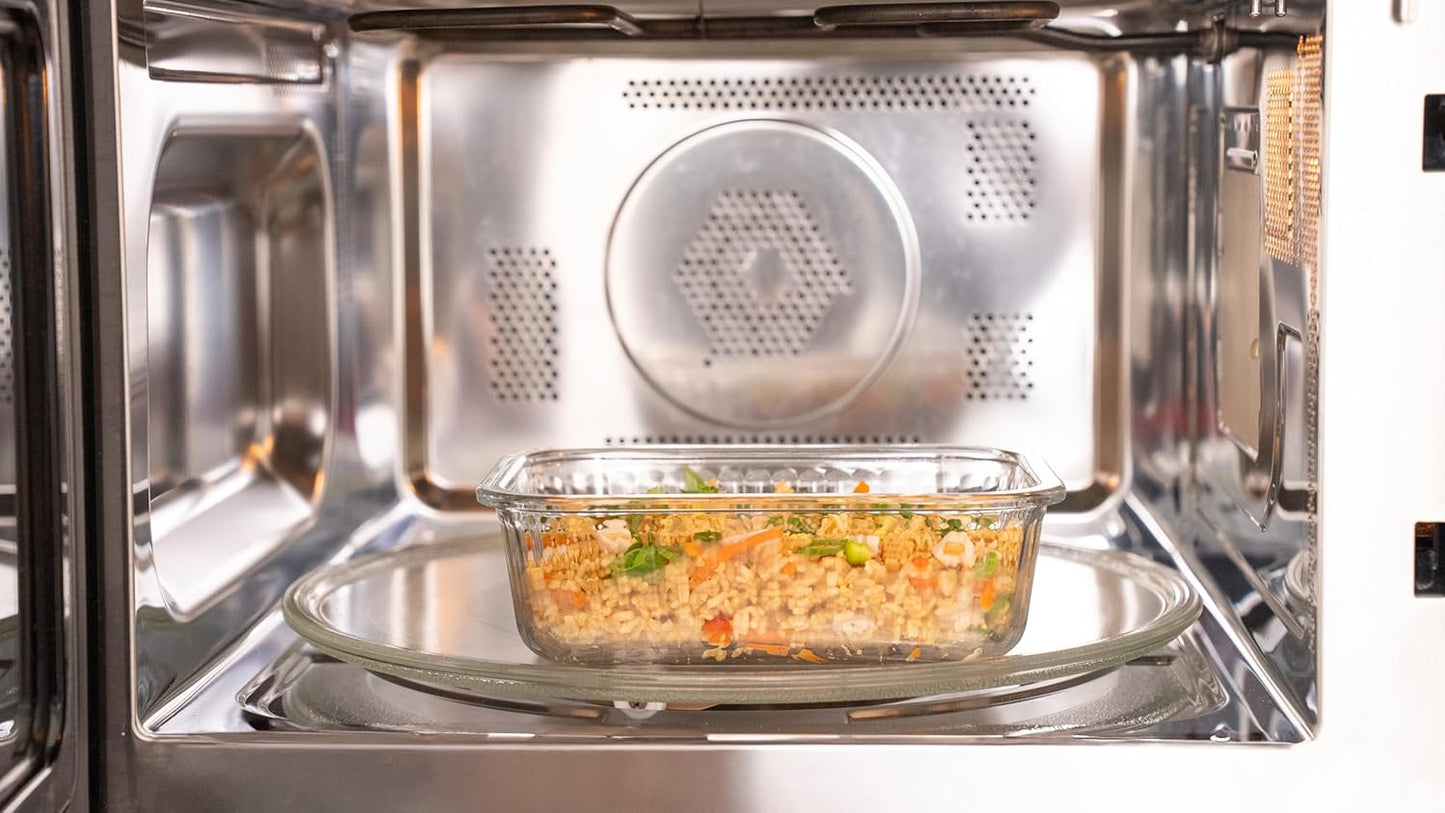 5-Pack 36 oz Sculpted Glass Food Storage Containers with Lids - Borosilicate Glass Meal Prep Container - Airtight, Leak-Proof Food Prep Containers, Microwave, Freezer, Oven Safe & BPA Free