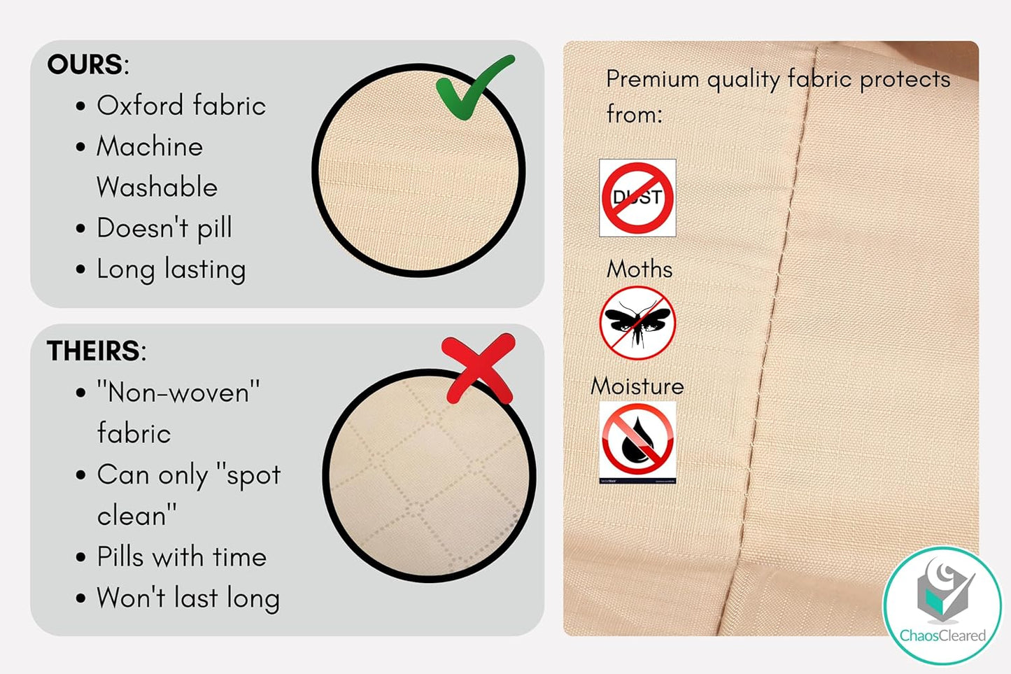 Clothing Storage Bags Clothes Organizer folding fabric bags for sweaters, clothing, garment, bedding, quilt, linens, large folding organizers with zip & window, mothproof underbed space saver bins