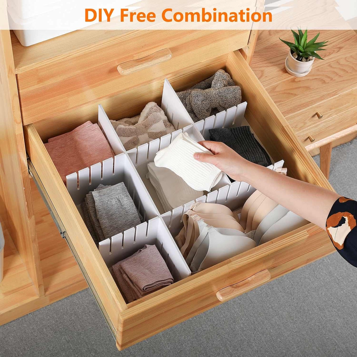 12Pcs Drawer Dividers,18.5"x4.3", Thick, DIY Drawer Separators, Large Adjustable Dresser Drawer Organizer for Clothes, Bedroom, Bathroom, Kitchen Cutlery, Desk, Office Storage