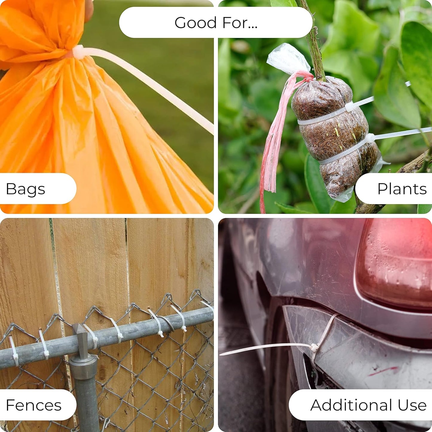 Bolt Dropper 15-Inch White Zip Cable Ties - Pack of 100 Heavy Duty Self-Locking Nylon Wire Ties - 120 lbs Tensile Strength for Indoor and Outdoor Use - Durable, UV and Temperature Resistant Zip Ties