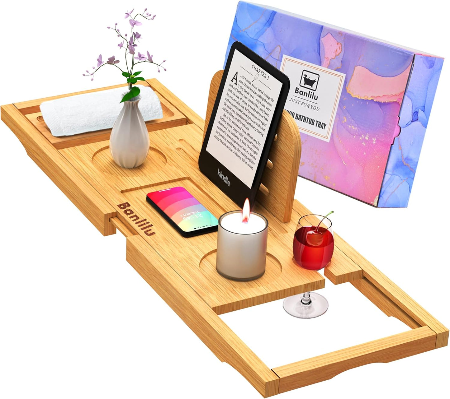 Bathtub Tray - Bath Tray Expandable - Bath Tub Tray Table for Bathtub, Ajustable Size, Fits Most Tubs