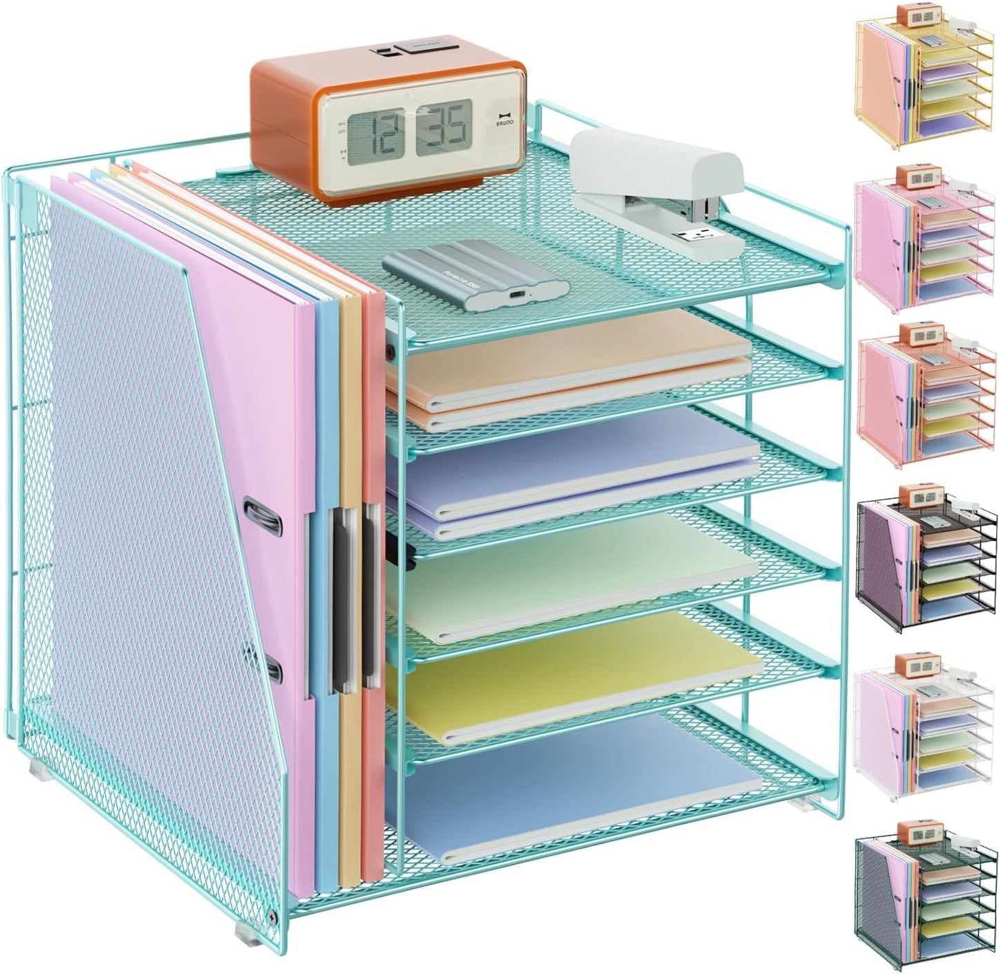 gianotter Desk Organizers and Accessories, 6-Tier Paper Organizer with File Holder, Document Organizer, Office Decor, Home Office Essentials (Blue)