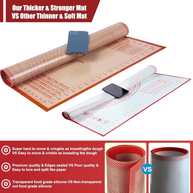 Silicone Pastry Mat 34''By 26'' Nonstick Baking Mats Extra Large Counter Mat for Dough Rolling, Pastry, Pie Crust, Fondant, Cookies, Bread, Pasta, Pizza Mat