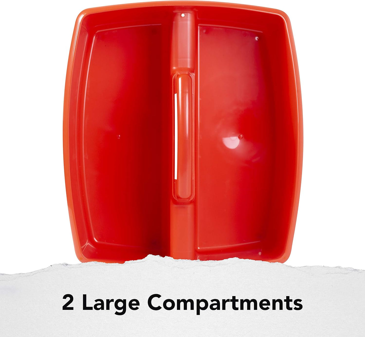 Storex 2-Compartment Large Craft Caddy – Multipurpose Classroom Organizer with Handle, Red, 1-Pack (00954C06C)