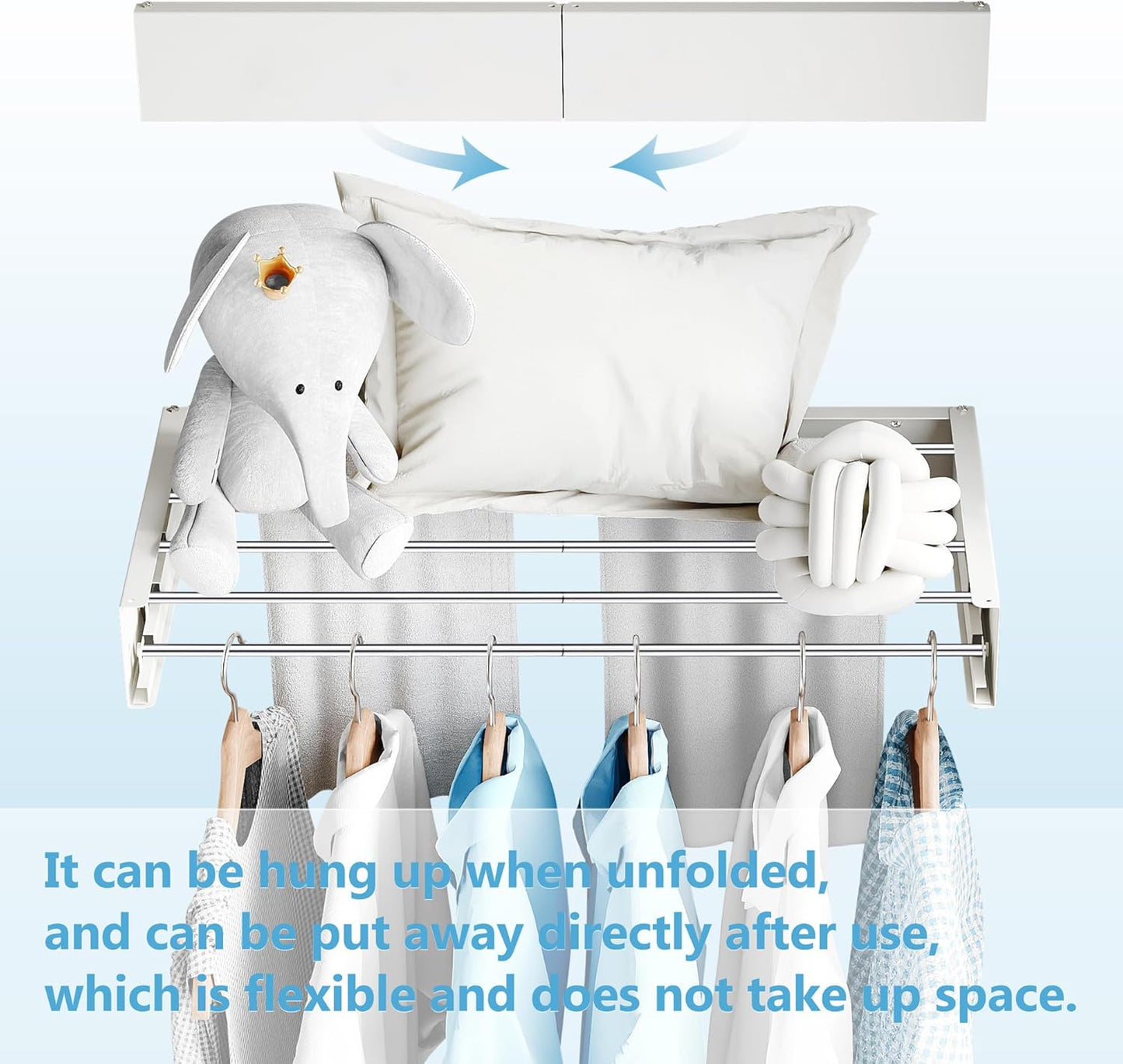 Clothes Drying Rack Wall Mounted 32“,Drying Rack Clothing Wall Mount,Laundry Drying Rack,Wall Mounted Clothes Hanging Rack (White)