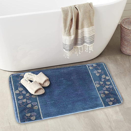Zahari Home Capri Bathroom Rug Luxury Bath Rug Washable Beautiful Shower Mat Unique Design Stylish Non Slip Shower Mat Royal Blue Bath Rug Bath Shower Tub Decor