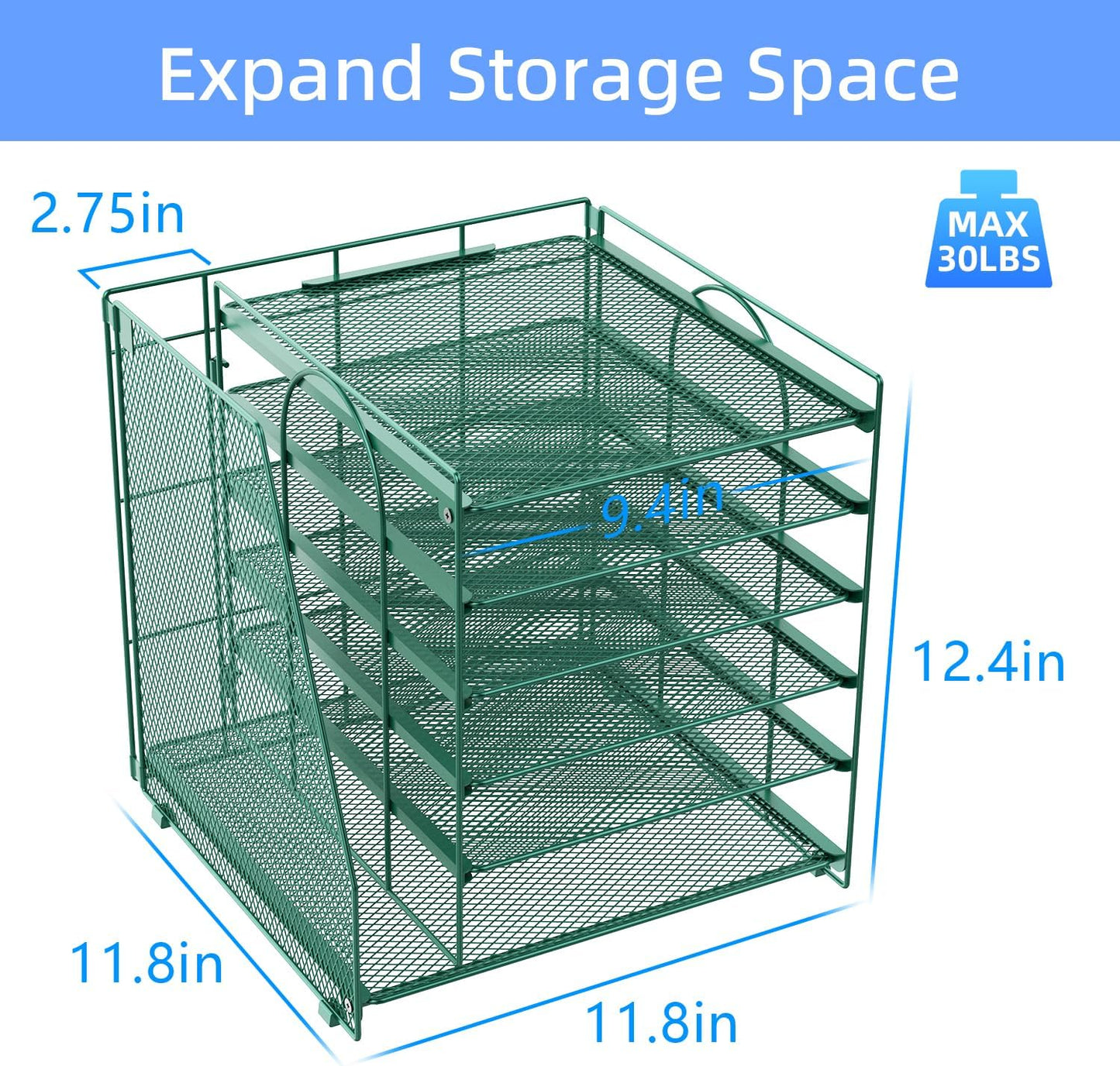 gianotter Desk Organizers and Accessories, 6-Tier Paper Organizer with Magazine rack, File Organizer for Desk, Office Accessories & Workspace (Green)