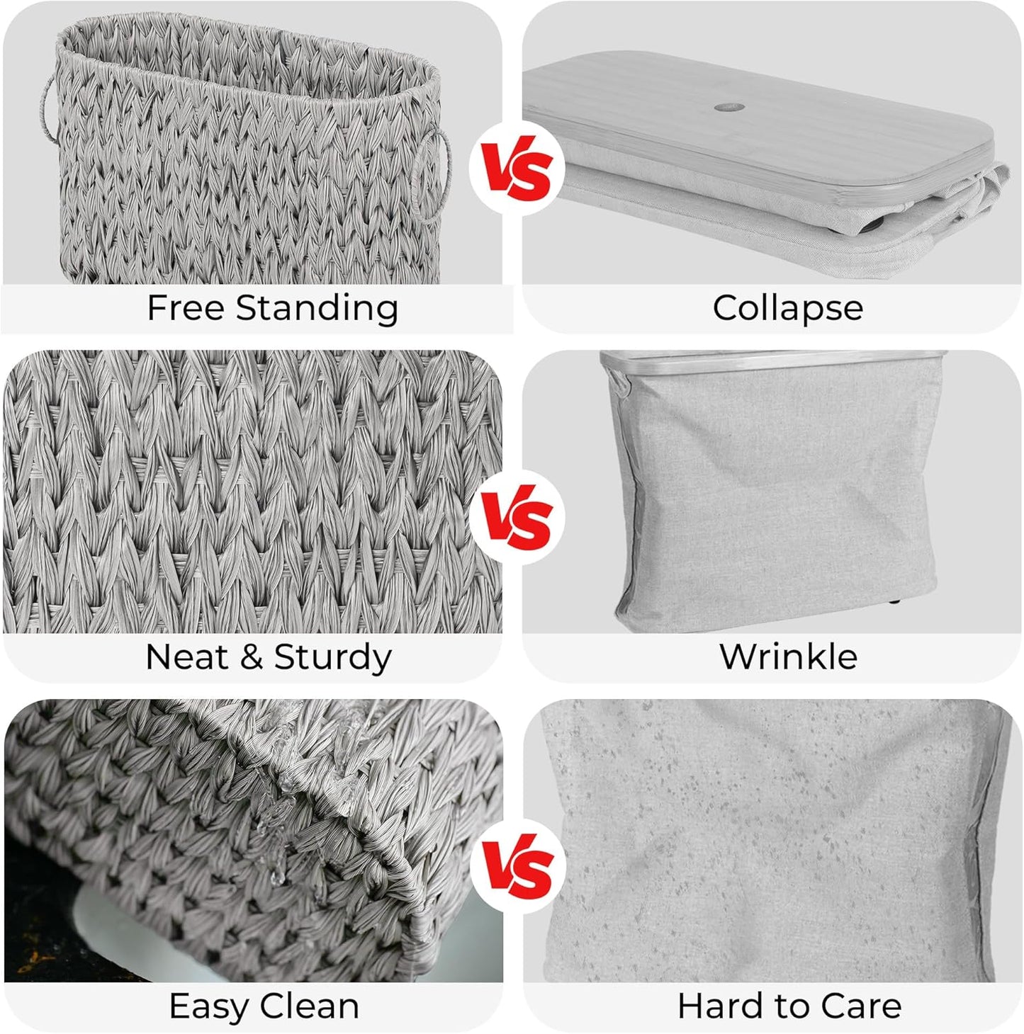 GRANNY SAYS Toilet Paper Storage, Toilet Paper Basket for Bathroom, 6 Mega Rolls Organizer Free Standing, Wicker Basket for Bathroom Storage, Grey