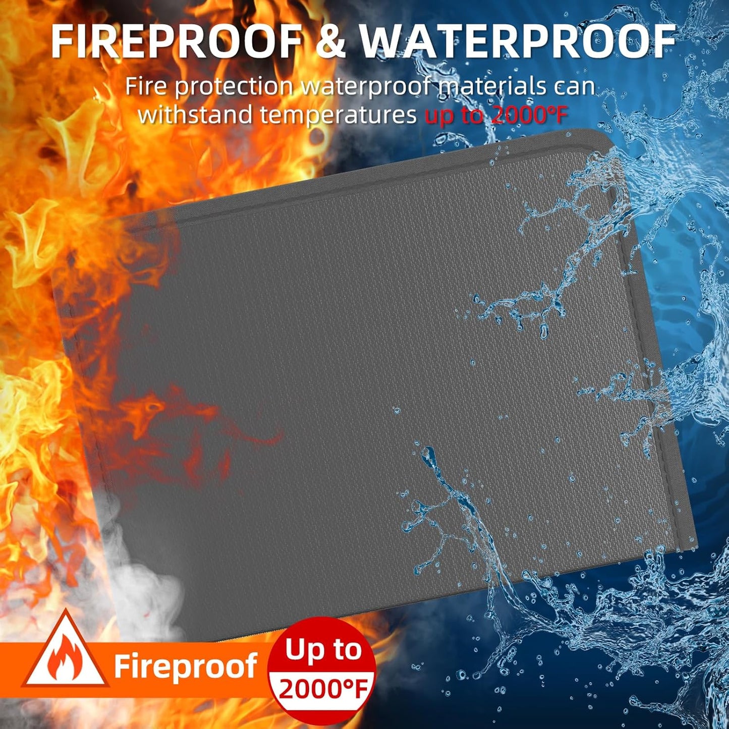 Fireproof Accordion File Organizer, Portable Expanding File Folder with Waterproof Zipper&Labels, Dark Gray Document Organizer with 13 Pockets, File Organizer for Important Document/Paper Storage