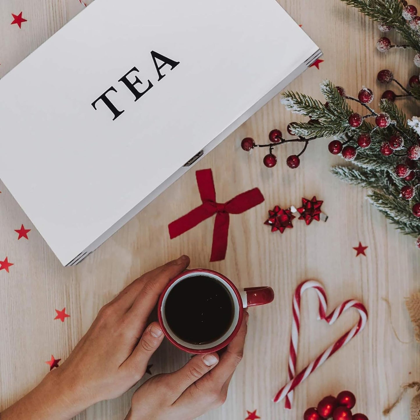 White Wooden Tea Box Storage Chest Box Big Pine Wood Kitchen Organizer Large, Tall, Adjustable