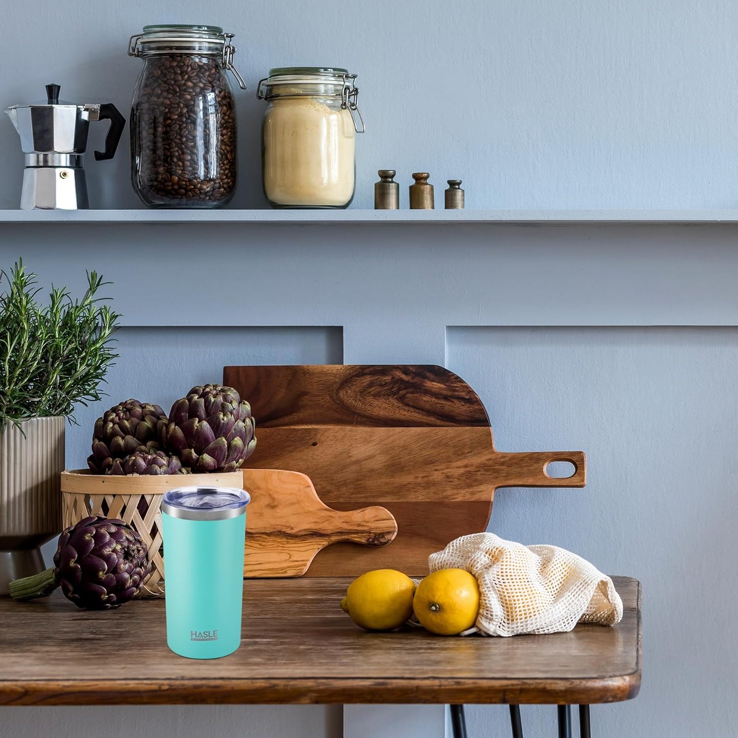 HASLE OUTFITTERS 12 oz Skinny Tumbler, Stainless Steel Insulated Slim Tumbler set bulk with Lid, Reusable Double Wall Travel Coffee Mug, Durable Powder Coated Travel Water Cup(Mint Green,6)