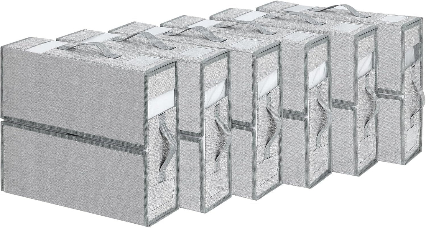 DIMJ Bed Sheet Organizers and Storage 6 Pack - Foldable Sheet Organizer for Linen Bedding Storage Box for organization, Sheets Set Holder for Blanke, Towel (King & Queen Size), Blended Grey