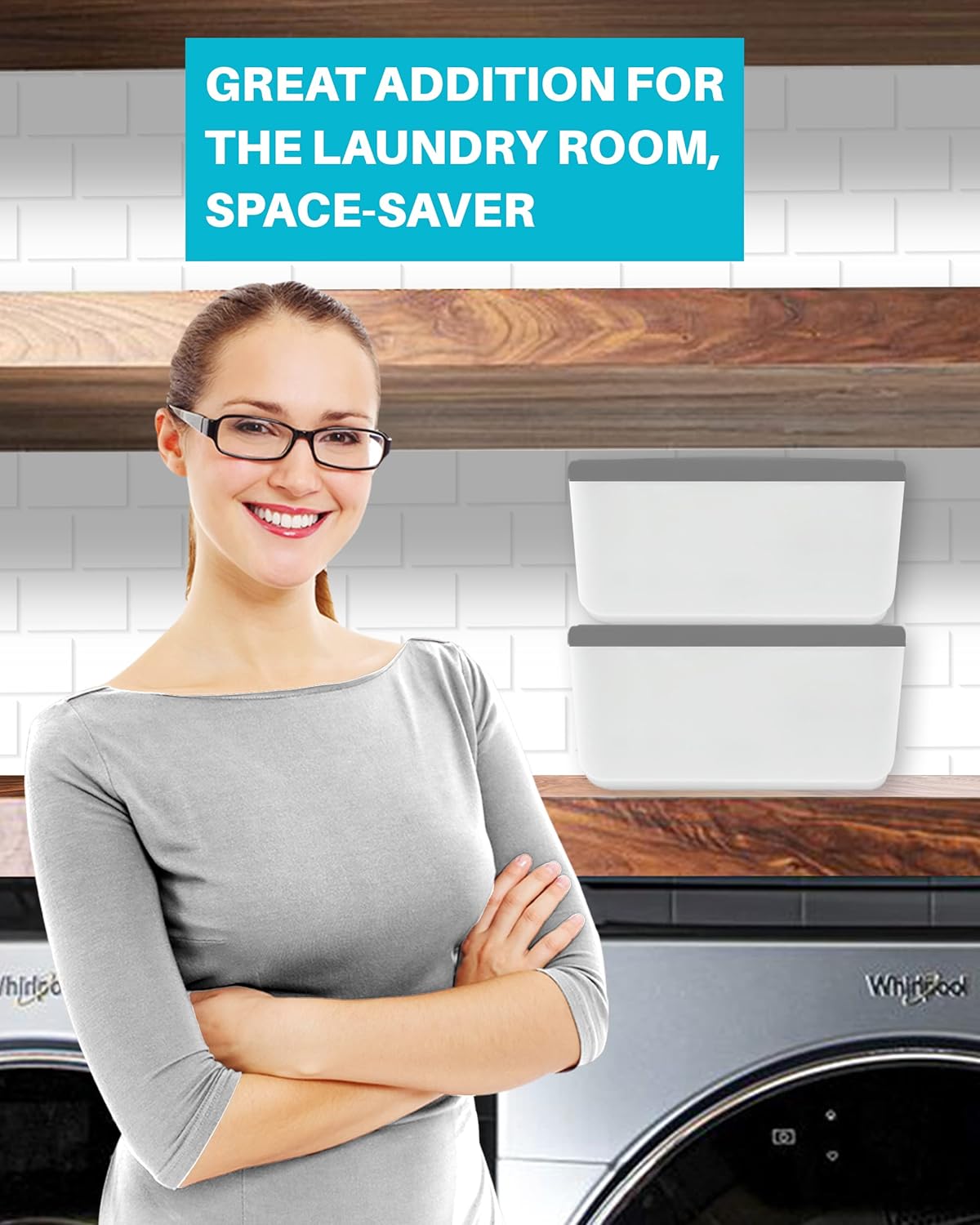 TidyFriend Laundry Pods Container with Slide Lid, 15" x 8.7" x 4.5", Airtight Storage Keeps Pods Fresh, Holds 9–10 lbs or 100–130 Pods, Laundry Detergent Container & Dishwasher Pod Holder (Grey)