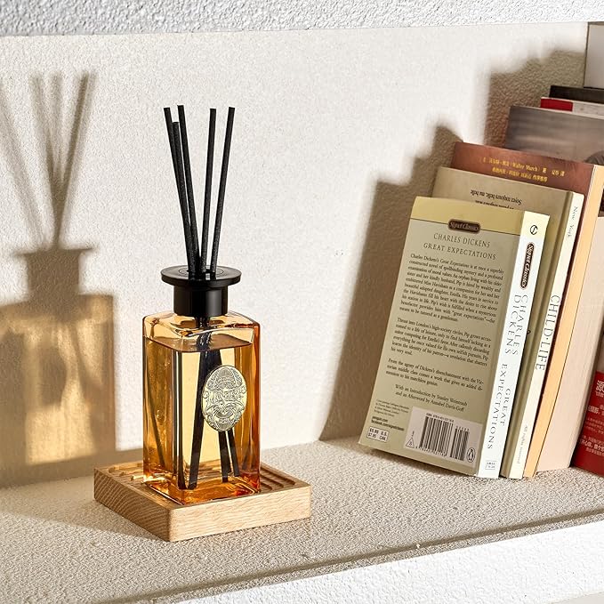 M&SENSE 6.3 oz Large Reed Diffuser Set | Pumpkin Apple Pie Scent Oil Diffuser with Sticks | Hotel Collection Non-Toxic Essential Oil |for Bedroom Bathroom Living Room