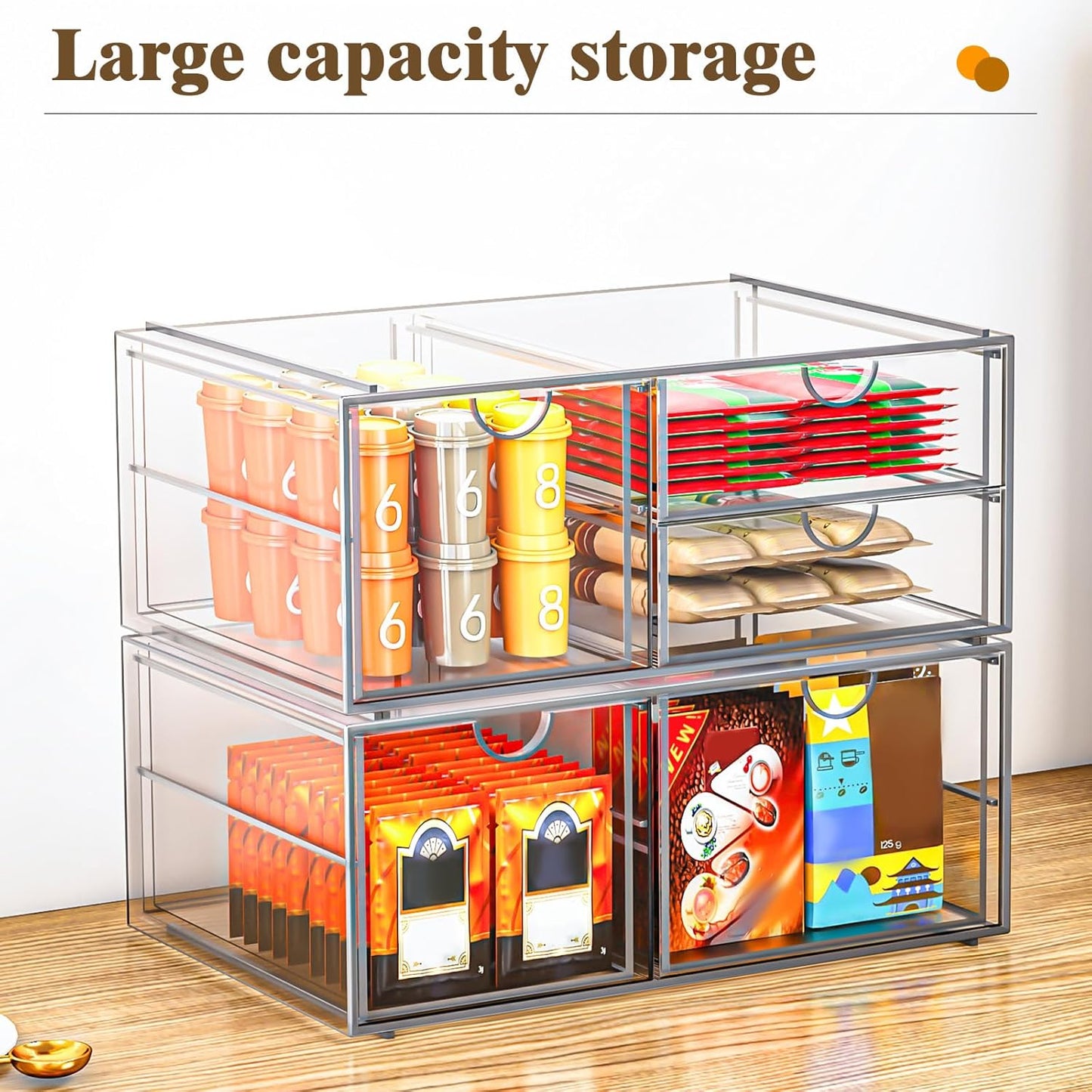 Arcylic Makeup Organzier with 5 Drawers, Clear Stackable Storage Drawers, Bathroom Countert Organizer,Plastic Storage Bins For Vanity, Cabinets, Pantry, Home Organization and Storage