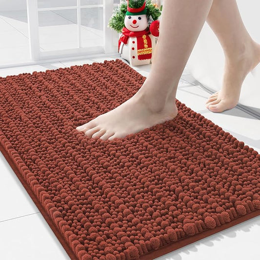 Arotive Luxury Chenille Bathroom Rug Mat, Extra Soft Thick Absorbent Shaggy Bath Rugs, Non-Slip Machine Wash Dry, Plush Bath Mats for Bathroom, Shower and Tub, 30x20, Rustic Terracott