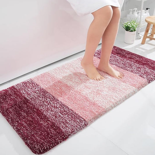 OLANLY Bathroom Runner Rugs 47x24, Extra Soft Absorbent Microfiber Bath Rugs, Rubber Backing, Quick Dry, Machine Washable Bath Mats for Bathroom Floor, Tub and Shower, Home Decor Accessories, Red