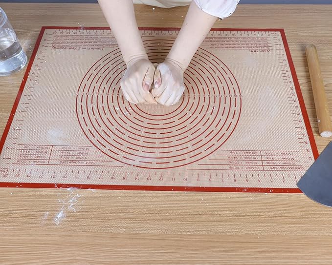 Silicone Baking Mat 36x24 Inch Nonstick Pastry Mat Perfect for Dough Mat, Pastry Board, Kitchen Counter Mat - For Dough, Pastry, Pie Crust, Fondant, Cookies, Bread, Pasta/Pizza, Red