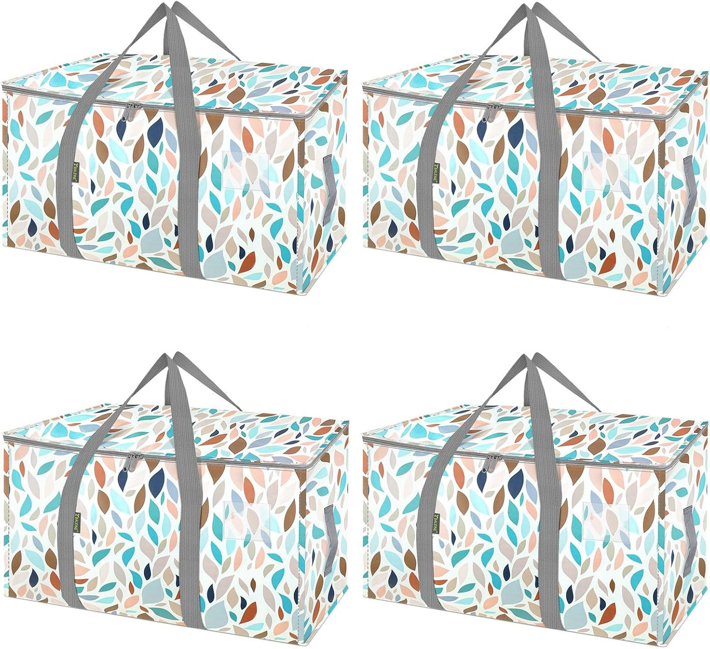 BALEINE 4-Pack Oversized Moving Bags with Reinforced Handles, Heavy-Duty Storage Tote for Clothes, Moving Supplies (Mosaic, 4-Pack)