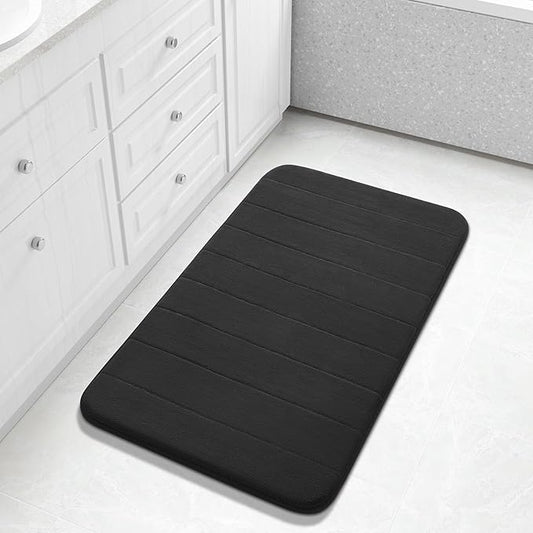 Yimobra Large Bath Mat 36"x24", Super Soft Quick Dry Memory Foam Bathroom Rug, Water Absorbent, Non Slip Backing Machine Washable for Tub Shower, Thick Comfort Support, Black