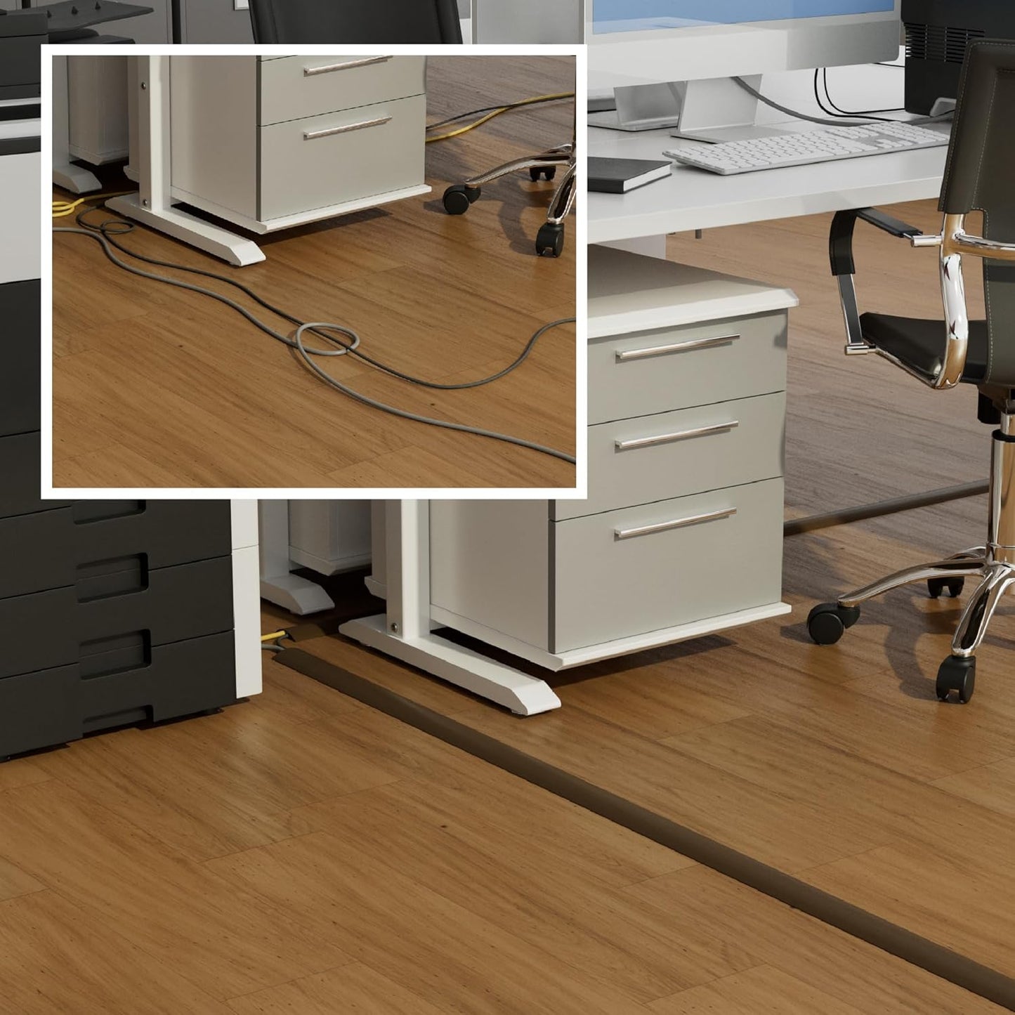 D-Line 6ft Floor Cord Cover, Cable Protector, Hide Extension Cords, Protect Cords, Prevent Cable Trips, Heavy Duty Cord Hider - Cable Cavity = 0.63" (W) x 0.31" (H) - Brown