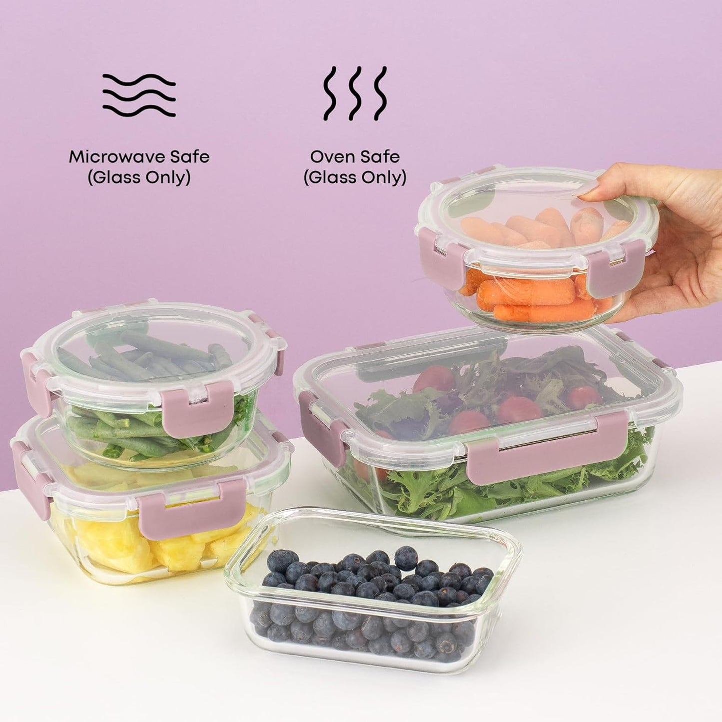 JoyJolt 24pc Borosilicate Glass Storage Containers with Lids | 12 Airtight/Freezer Safe Food Storage Containers for Pantry and Kitchen | Meal Prep Container for Lunch | Glass meal Set
