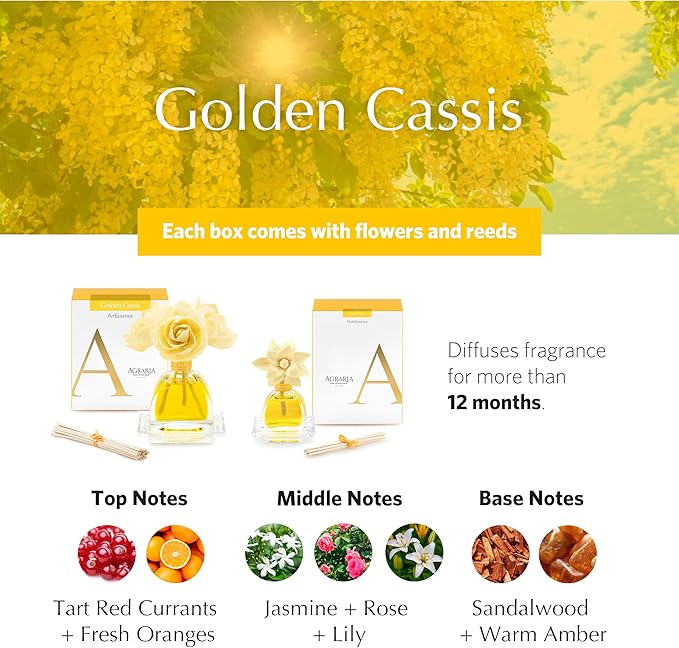 AGRARIA AirEssence & PetiteEssence Flower and Reed Diffuser Set, Luxury Home Fragrance Set, Scented Oil Reed Diffuser Gift for All Occasions