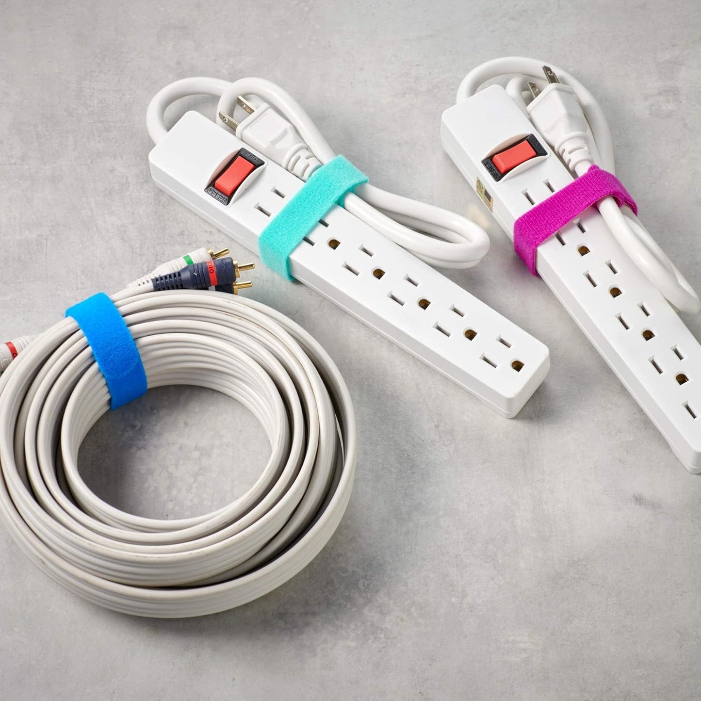 Self-Gripping Cable Ties by Wrap-It Storage, Multi-Color, 12 Inch Straps (20-pack) – Reusable Hook and Loop Cord Organizer Cable Ties for Cord Management and Desk or Office Organization