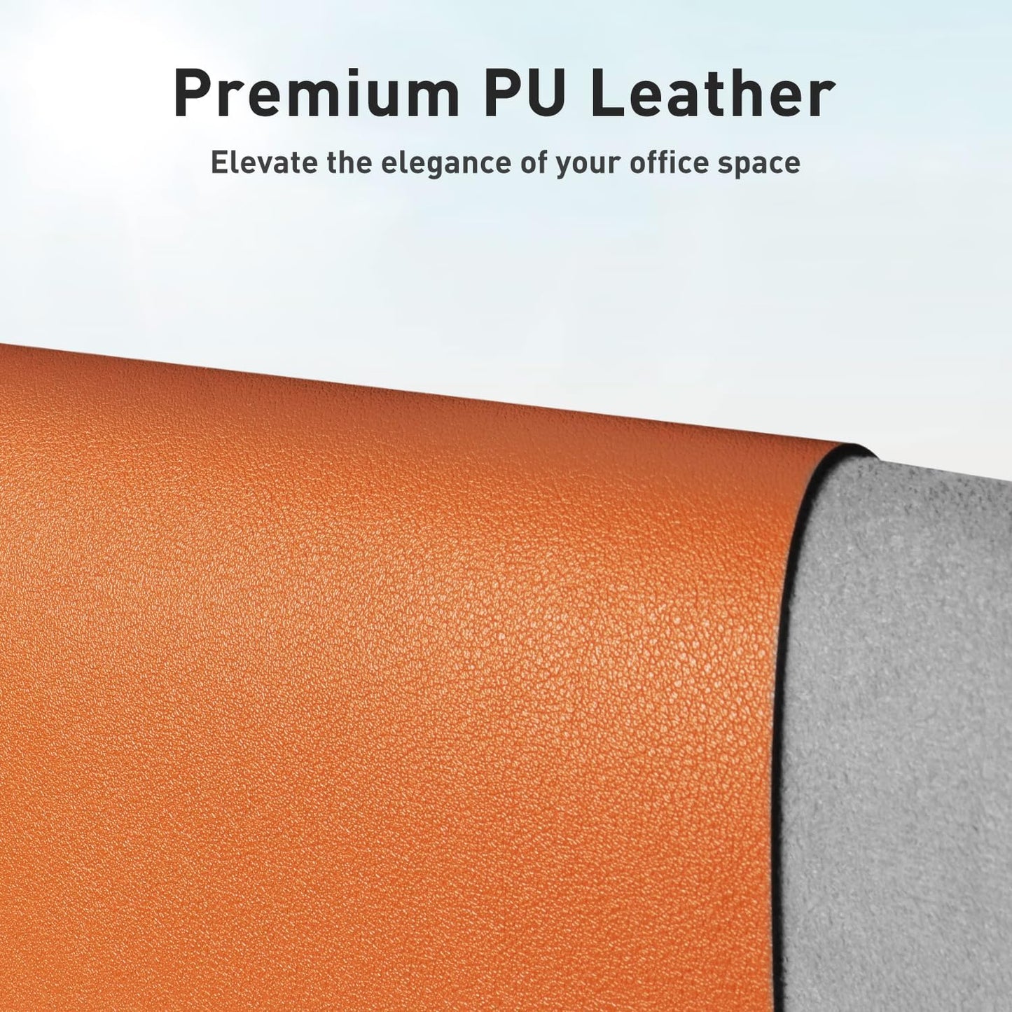 Aothia Faux Leather Desk Mat – Large Mouse Pad, Non-Slip PU Leather Blotter, Waterproof Writing Surface for Office and Home (Orange, 47.2" x 23.6")