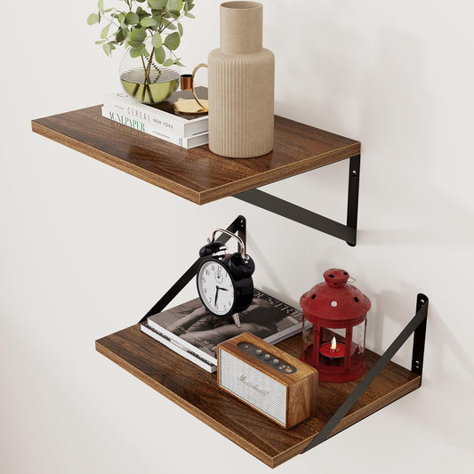 Axeman Rustic Deep Floating Shelves, Set of 2, 16W x 12D, Heavy Duty, Easy to Install, Perfect for Living Room, Bedroom, Bathroom