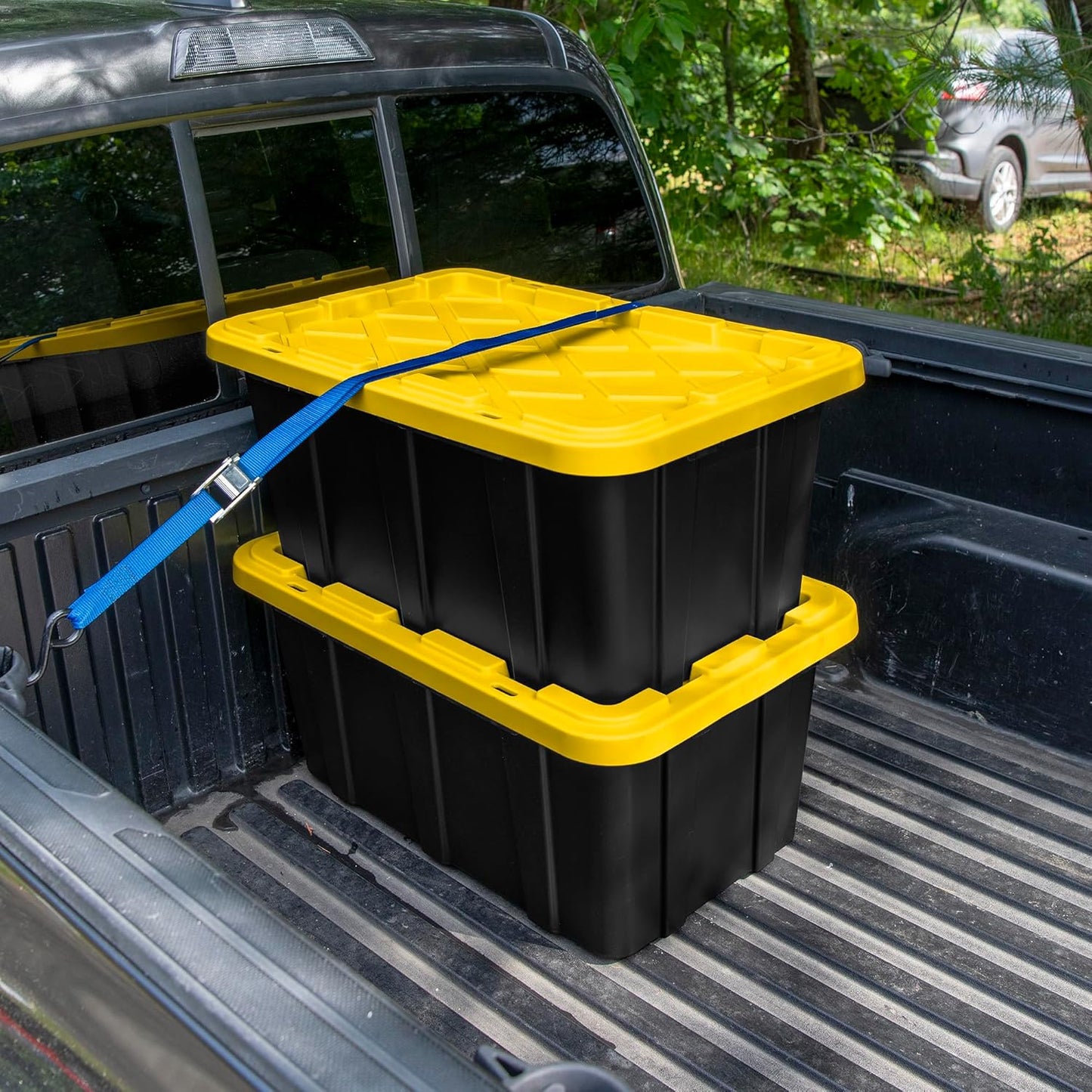 Sterilite 24-Pack Stackable Storage Bins, Heavy Duty Totes w/Lids, 17 Gallon, Black/Yellow