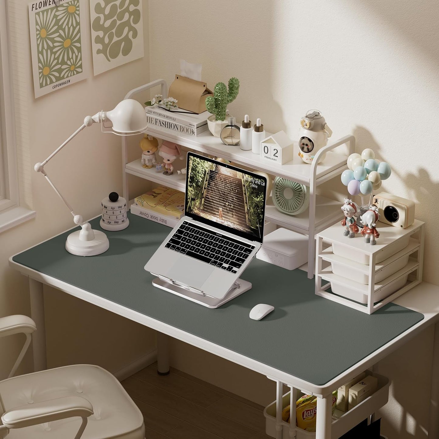 Aothia Leather Desk Pad Protector, Office Desk Mat, Large Mouse Pad, Laptop Desk Pad, Non-Slip PU Leather Desk Blotter, Waterproof Desk Writing Pad for Office and Home (Jungle Green, 55" x 24")