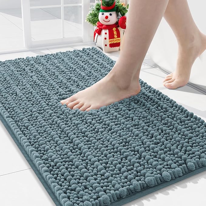 Arotive Luxury Chenille Bathroom Rug Mat, Extra Soft Thick Absorbent Shaggy Bath Rugs, Non-Slip Machine Wash Dry, Plush Bath Mats for Bathroom, Shower and Tub, 36x24, Smoky Gray