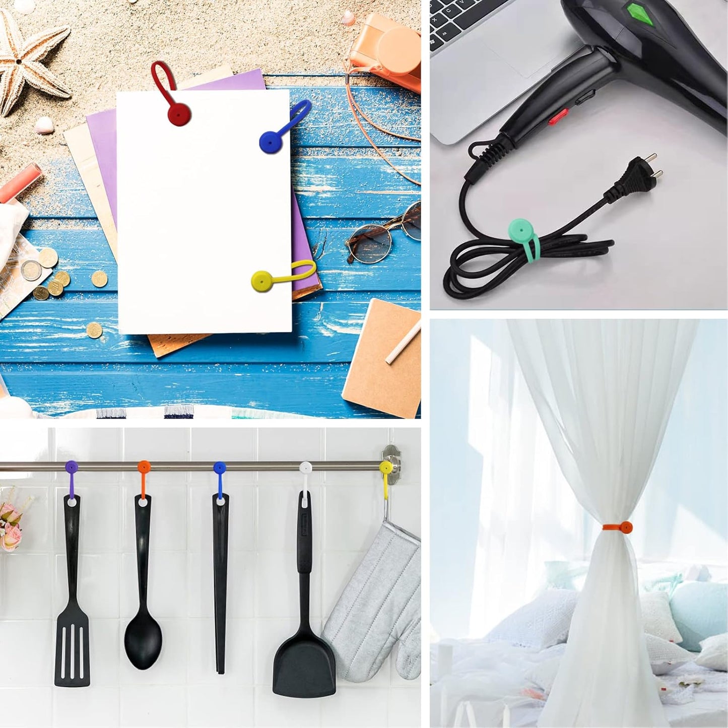 6 Pack Magnetic Cable Clips Cable Organizers,Reusable Silicone Magnetic Cable Ties