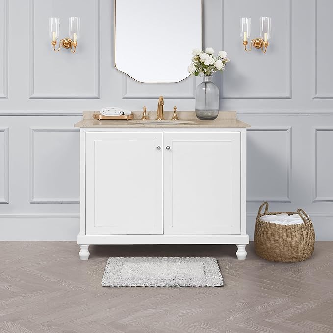 Laura Ashley Ruffle Border 100% Cotton Bath Rug, Light Grey, 17"x 24"