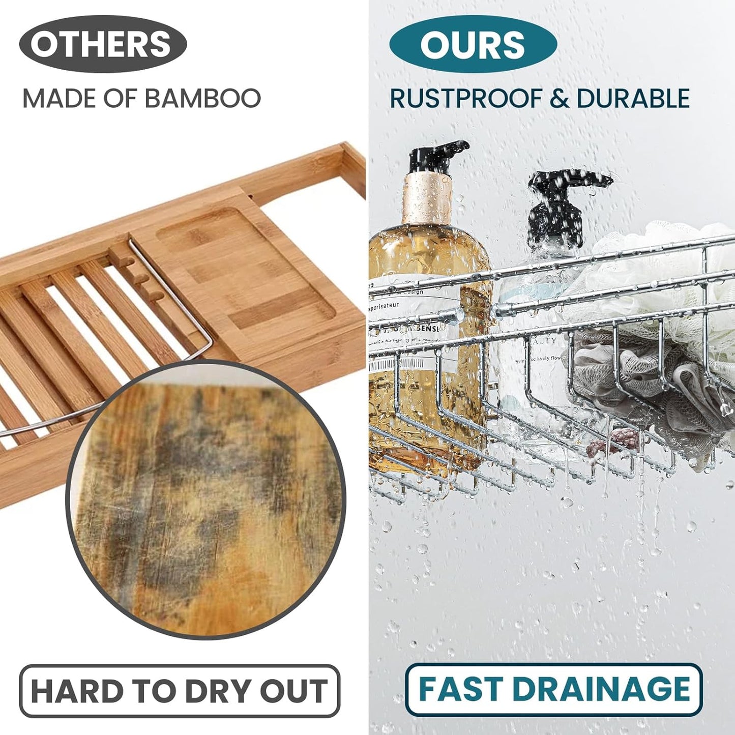 TAILI Bathtub Tray Table for Luxury Bath, Expandable Extra Wide Bthtub Caddy with Reading Holder, 304 Stainless Steel Over The Tub Bath Tray for Bathroom Accessories