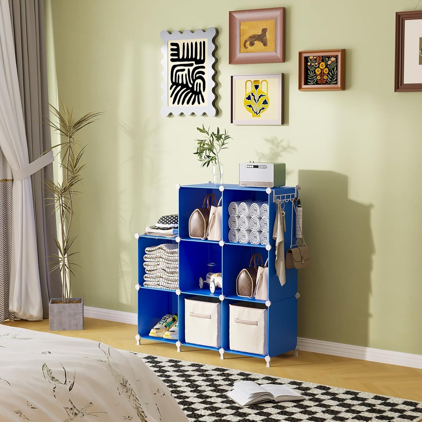 AWTATOS Cube Storage Organizer, 8 Cube Closet Organizers and Storage Shelves, DIY Stackable Bookshelf for Bedroom, Home, Admiral Blue