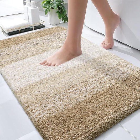 OLANLY Bathroom Rugs Mat 36x24, Extra Soft Absorbent Microfiber Bath Rugs, Rubber Backing, Quick Dry, Machine Washable Bath Mats for Bathroom Floor, Tub and Shower, Home Decor Accessories, Tan