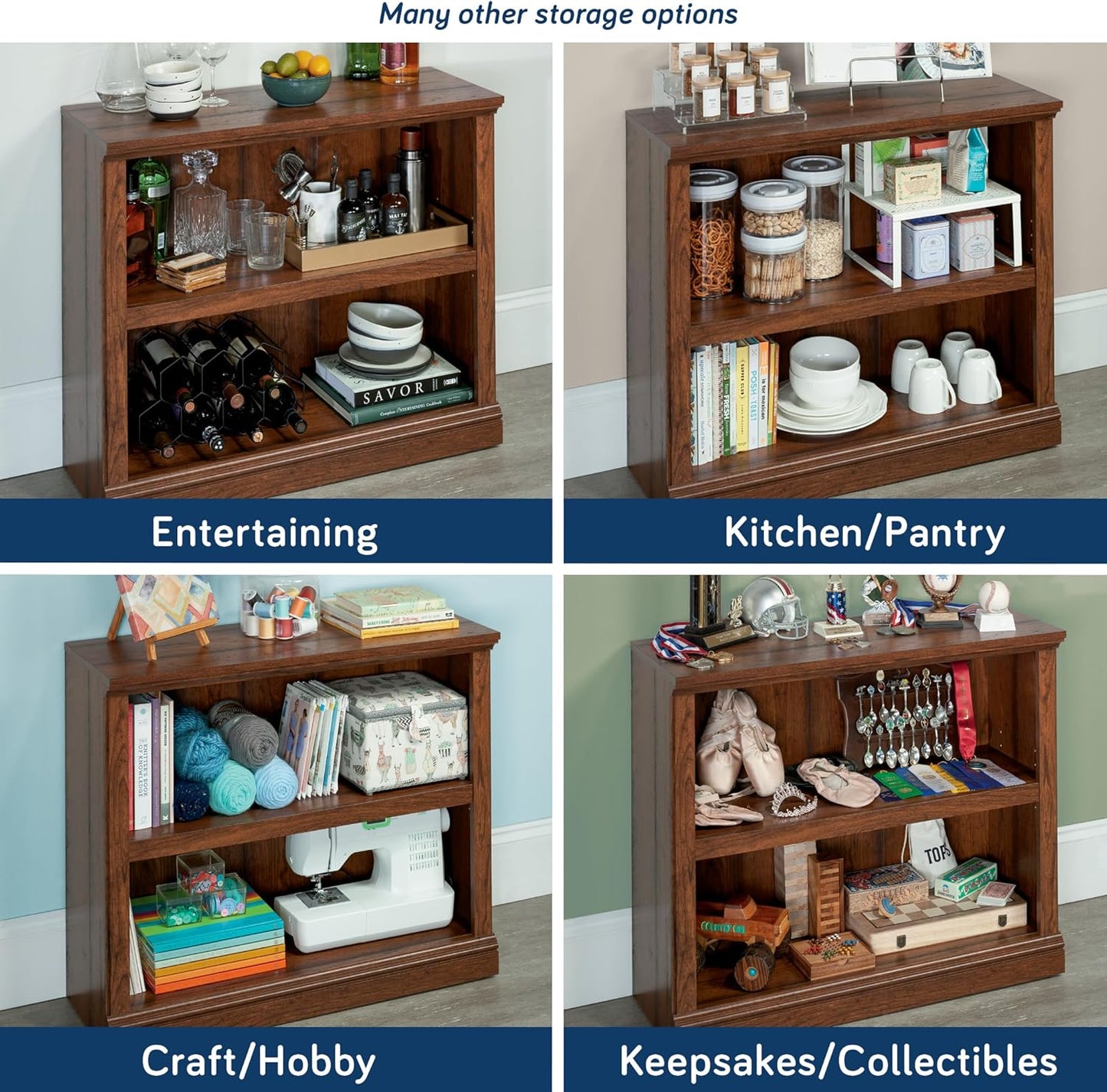 Sauder Miscellaneous Storage 2-Shelf Bookcase/ Book Shelf, Washington Cherry finish