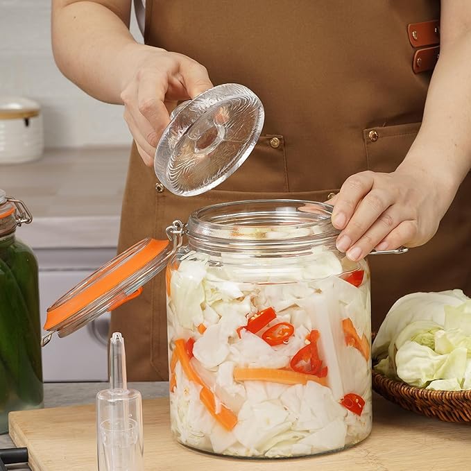 0.6 Gallon Fermentation Jars with Weights & Airlocks, Fermenting Kit for Sauerkraut, Kimchi, Kombucha and Pickles, 2 Pack